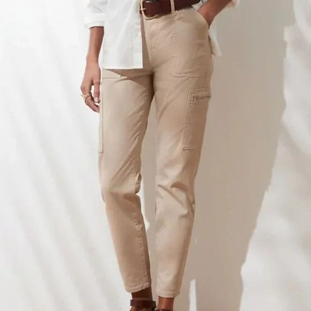 Banana Republic High Rise Skinny Cargo Pants Womens 31 12 Tall Beige Utility